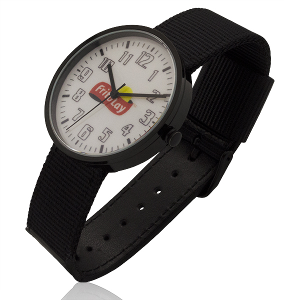 1.55 Inch Round Screen Watch with Black Nylon & Leather Straps