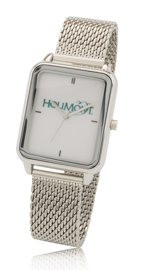 New Big Dial Rectangle Watch with Stainless Steel Mesh Bracelet